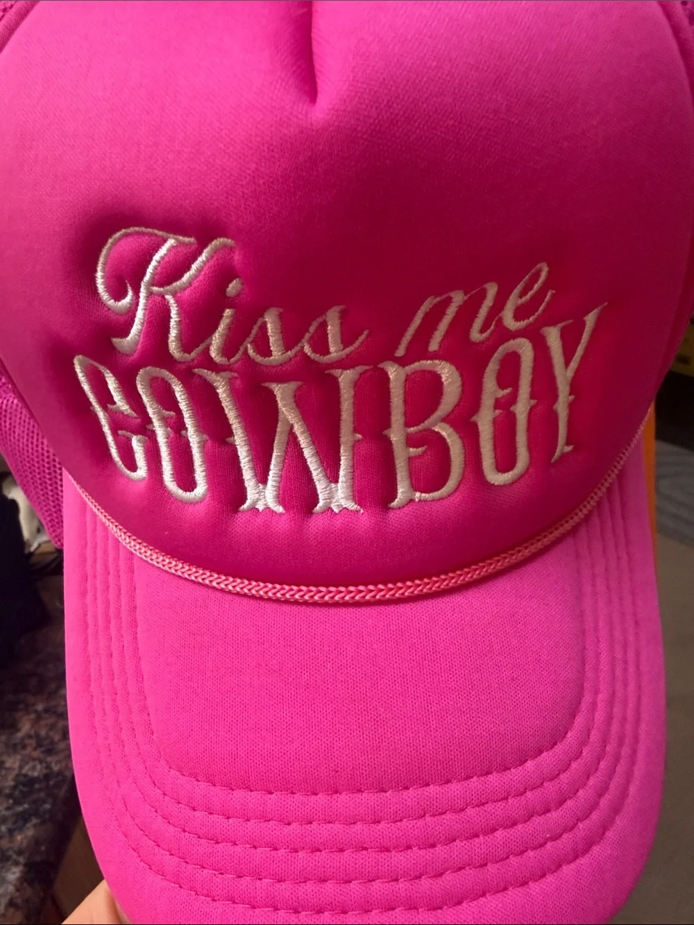PINK Victoria's Secret Hot Pink Trucker Hat with White Embroidery